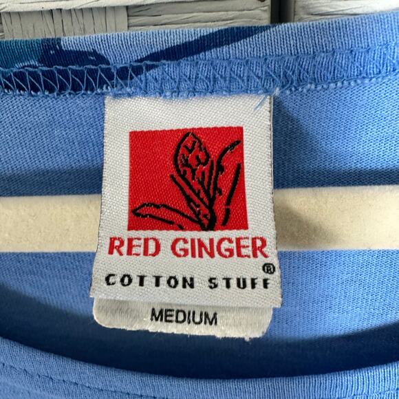 Red Ginger women’s travel T-shirt, dress blue tropical coastal beach pockets￼ - Picture 4 of 9